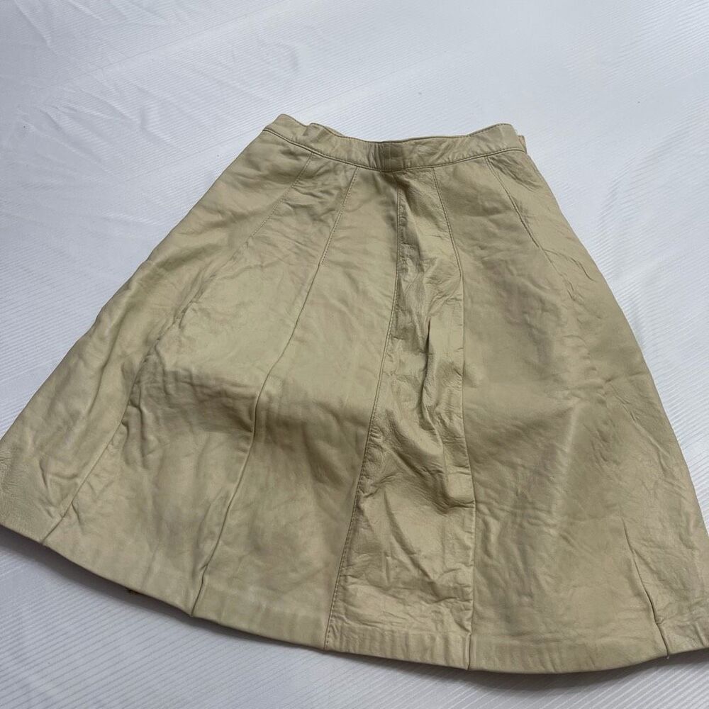 Margaret Godfrey Vintage Beige Leather Skirt Size 6